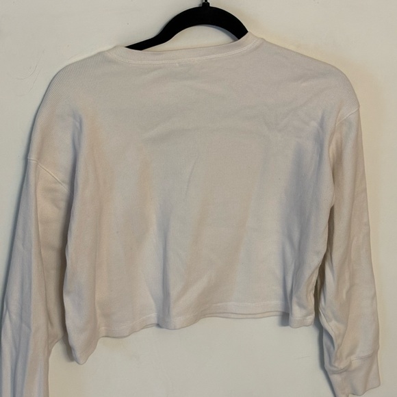 Wilfred Free White Ribbed Cropped Long Sleeve Top Size S - Picture 7 of 7